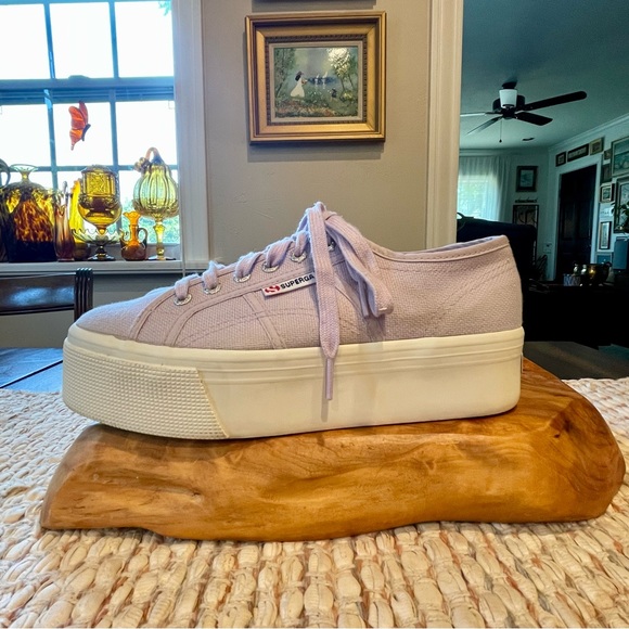 Superga 2790 Acot Platform Sneakers Size 8 1/2 Great Condition Chunky Violet - Picture 13 of 16
